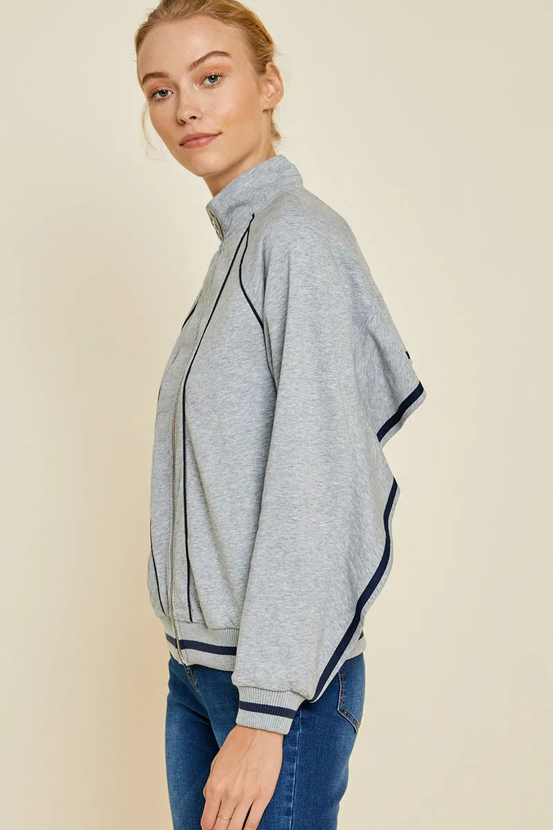 Womens Ruffle Mock Neck Zip-Up Jacket sold by Hayden product image thumbnail 3