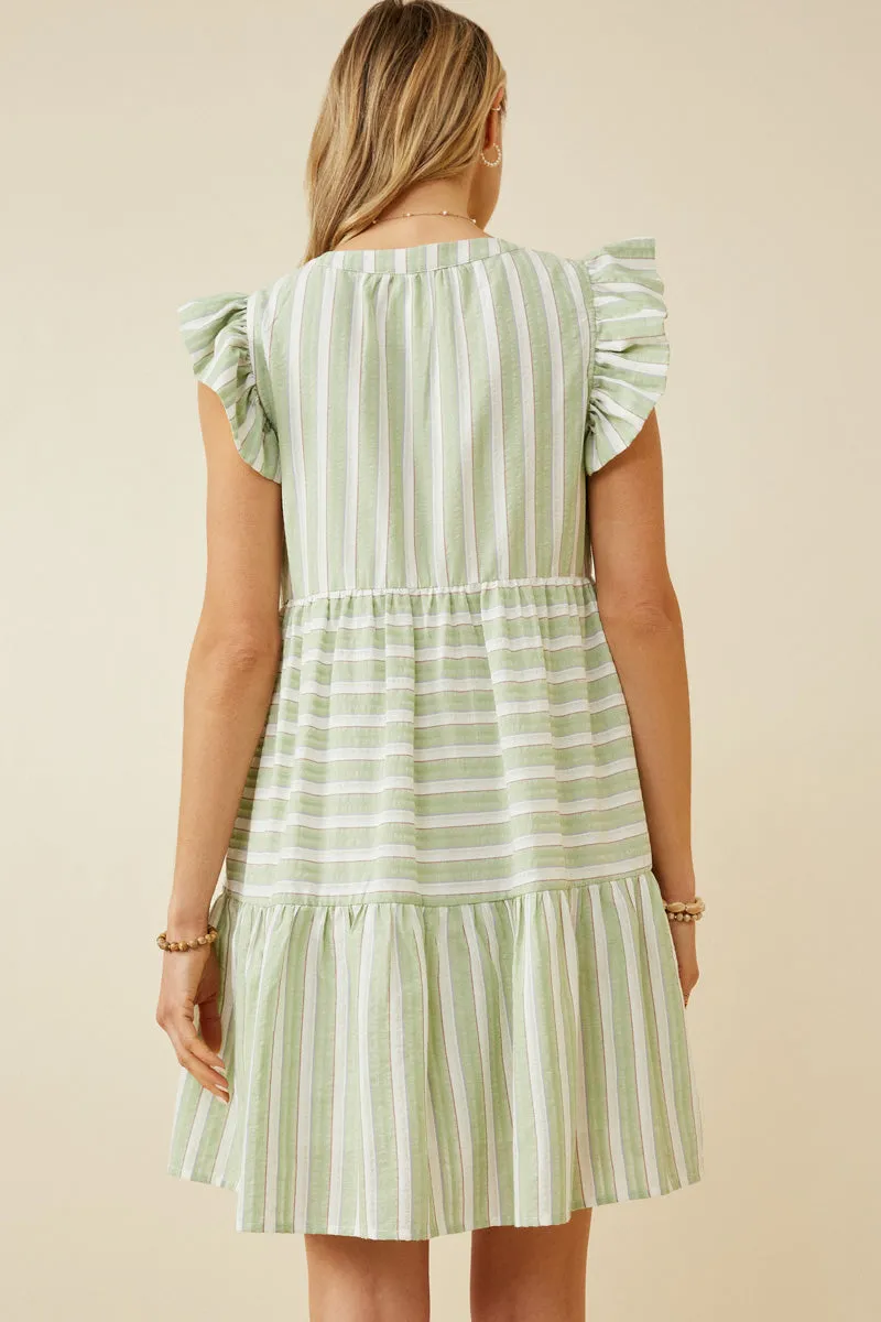 Womens Stripe Block Ruffled Tassel Tie Dress sold by Hayden product image thumbnail 5