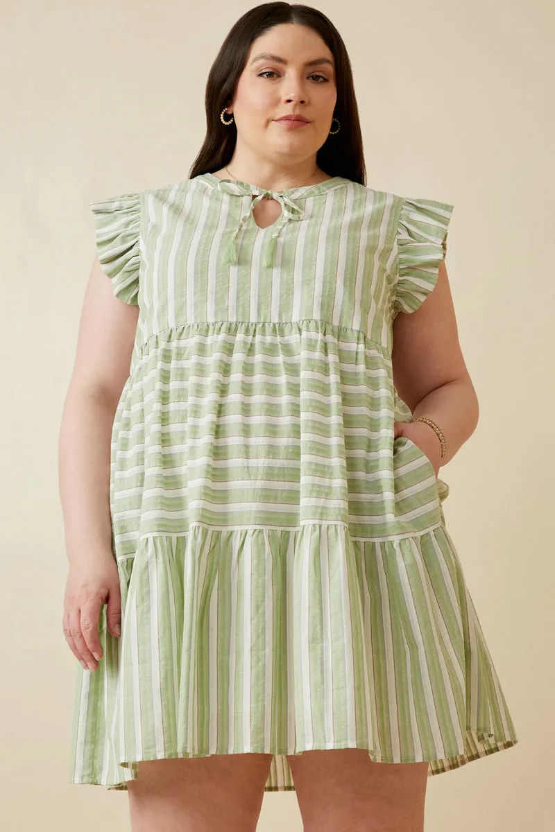 Womens Stripe Block Ruffled Tassel Tie Dress sold by Hayden product image thumbnail 2