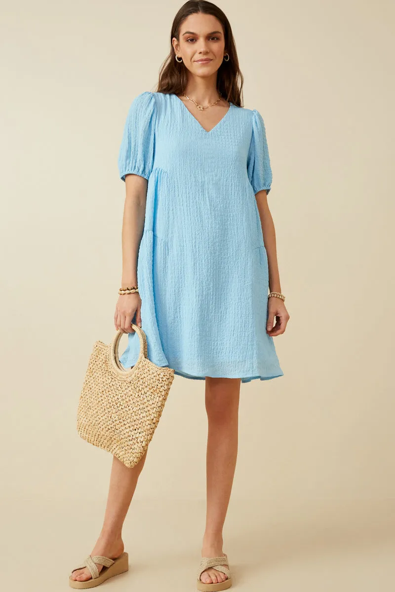 Womens Textured Side Panel Detail Puff Sleeve Dress sold by Hayden product image thumbnail 5