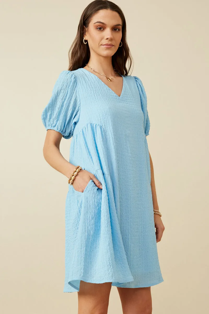 Womens Textured Side Panel Detail Puff Sleeve Dress sold by Hayden product image thumbnail 2