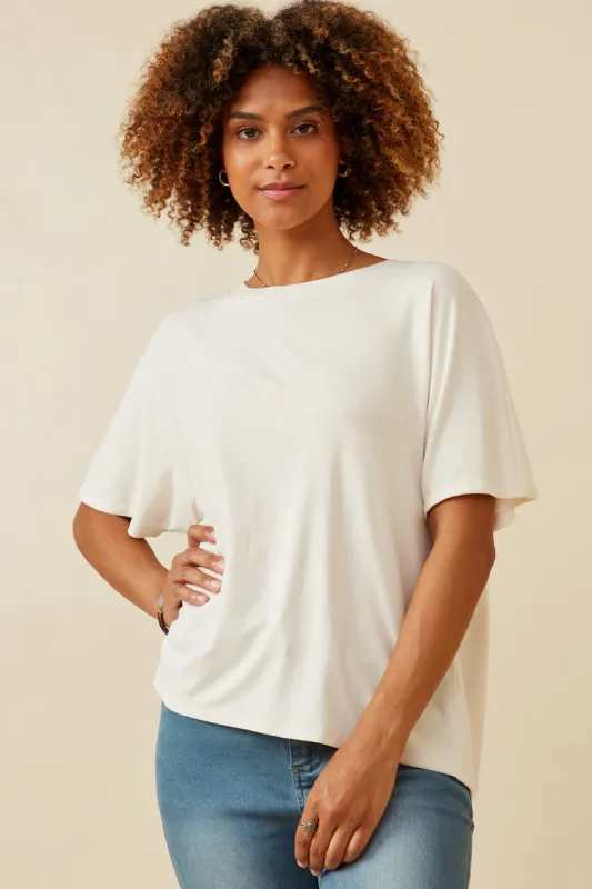 Womens Dolman Sleeve Twist Back Knit Top sold by Hayden