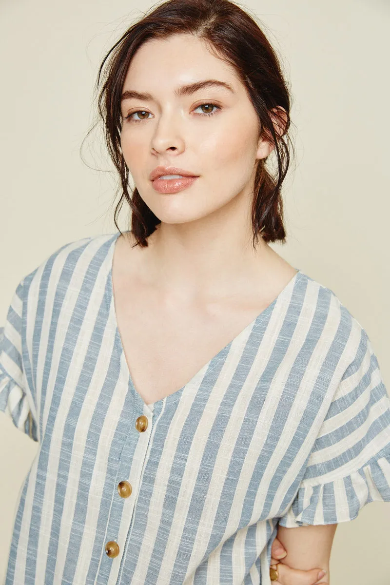 Womens Stripe Linen Button-Down Top sold by Hayden product image thumbnail 5