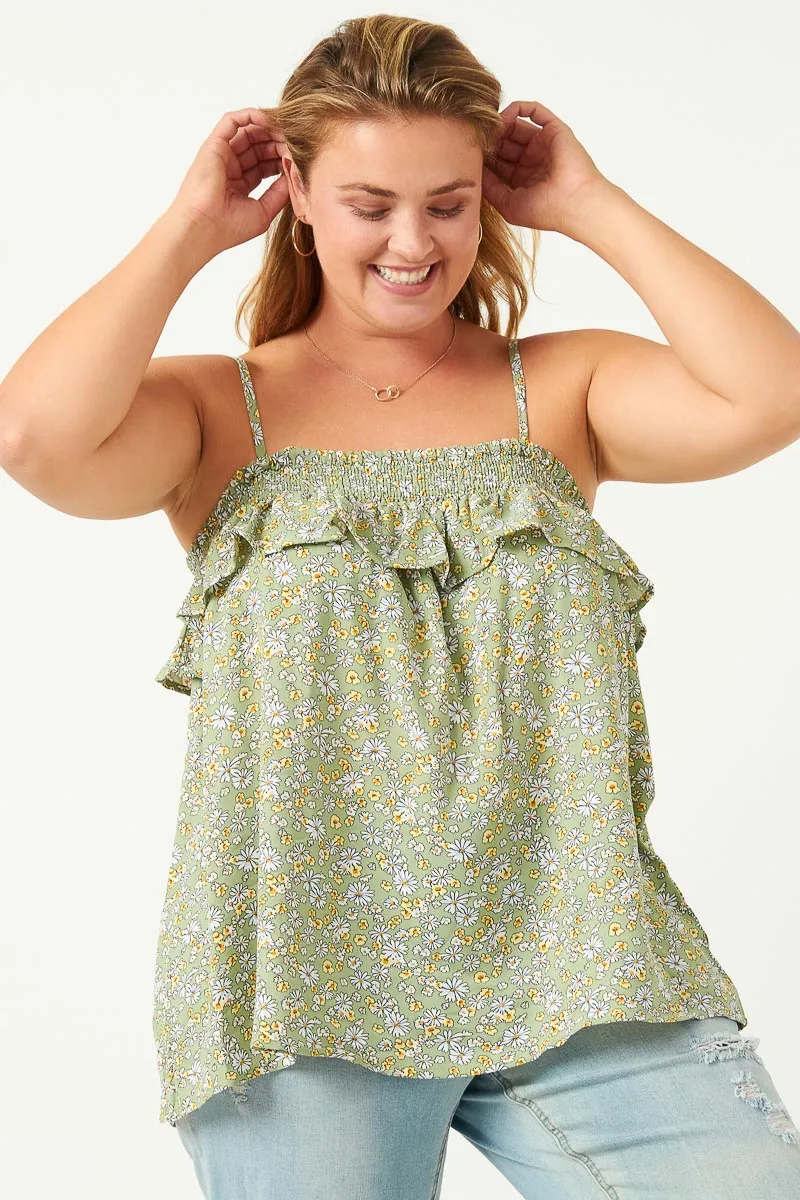 Womens Ditsy Floral Smocked Ruffle Top sold by Hayden product image thumbnail 2