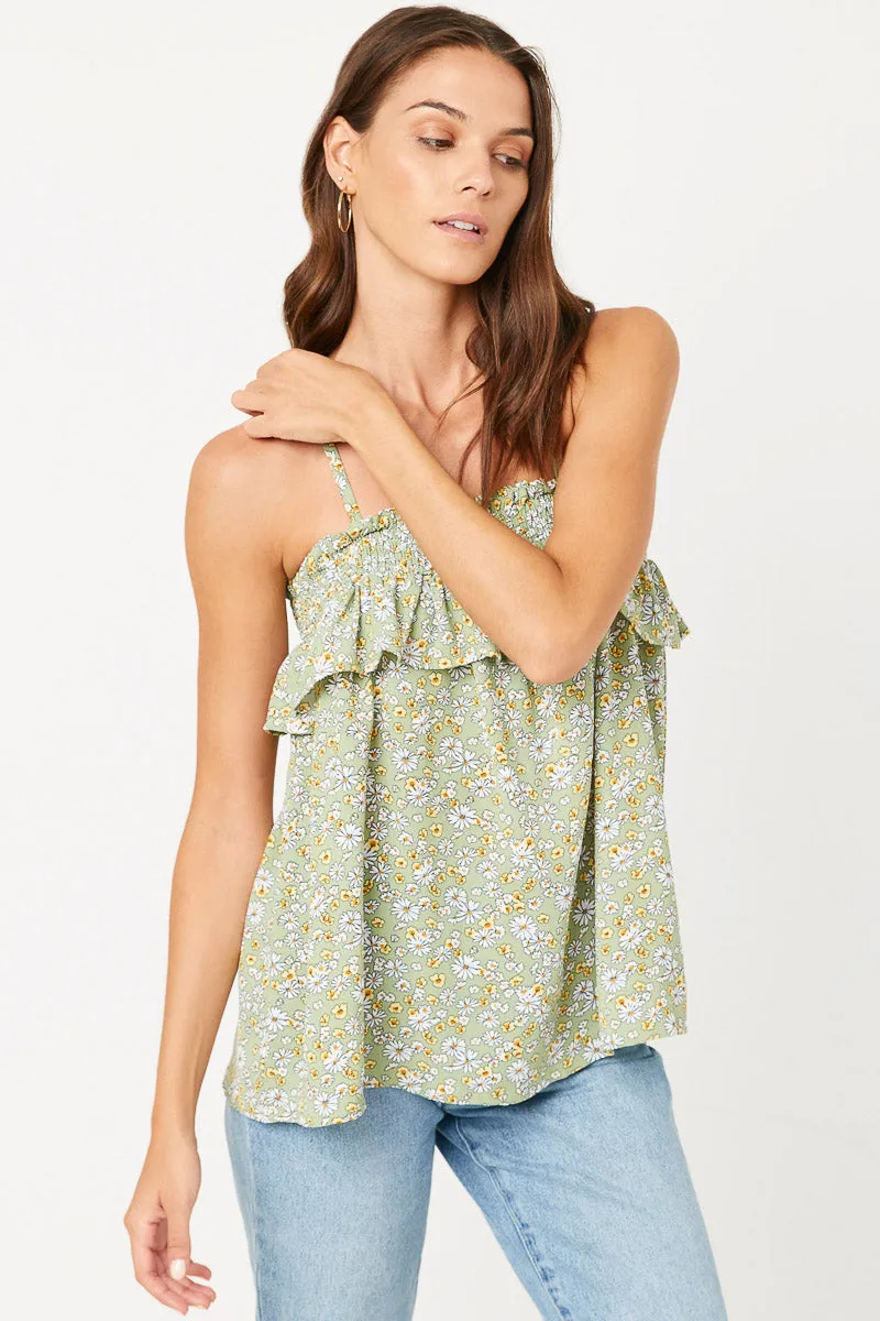 Womens Ditsy Floral Smocked Ruffle Top sold by Hayden product image thumbnail 3