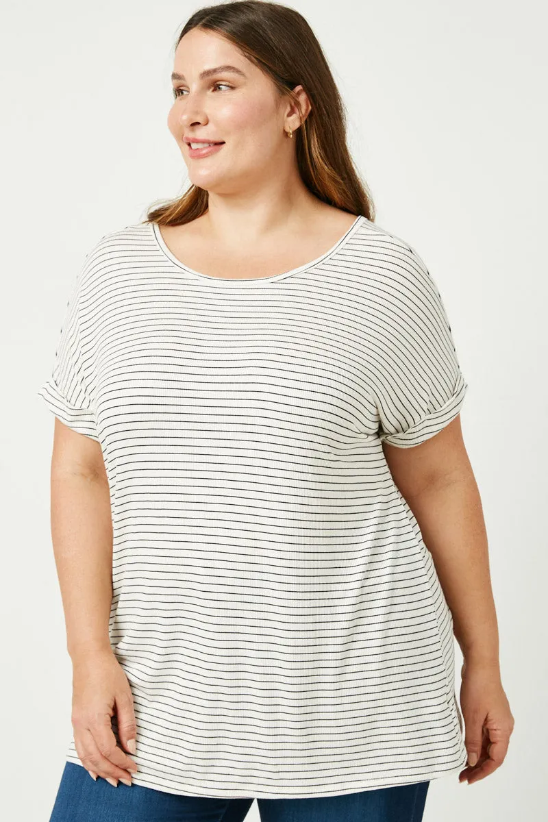Womens Ribbed Stripe Cross Back Knit Tee sold by Hayden product image thumbnail 2