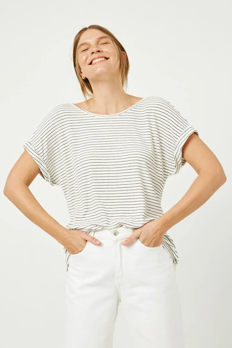 Womens Ribbed Stripe Cross Back Knit Tee sold by Hayden product image thumbnail 3