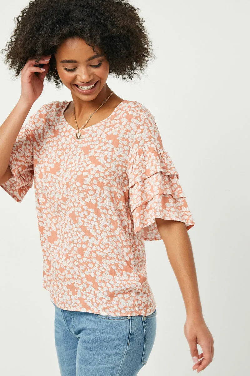 Womens Tiered Sleeve Floral Top sold by Hayden product image thumbnail 4