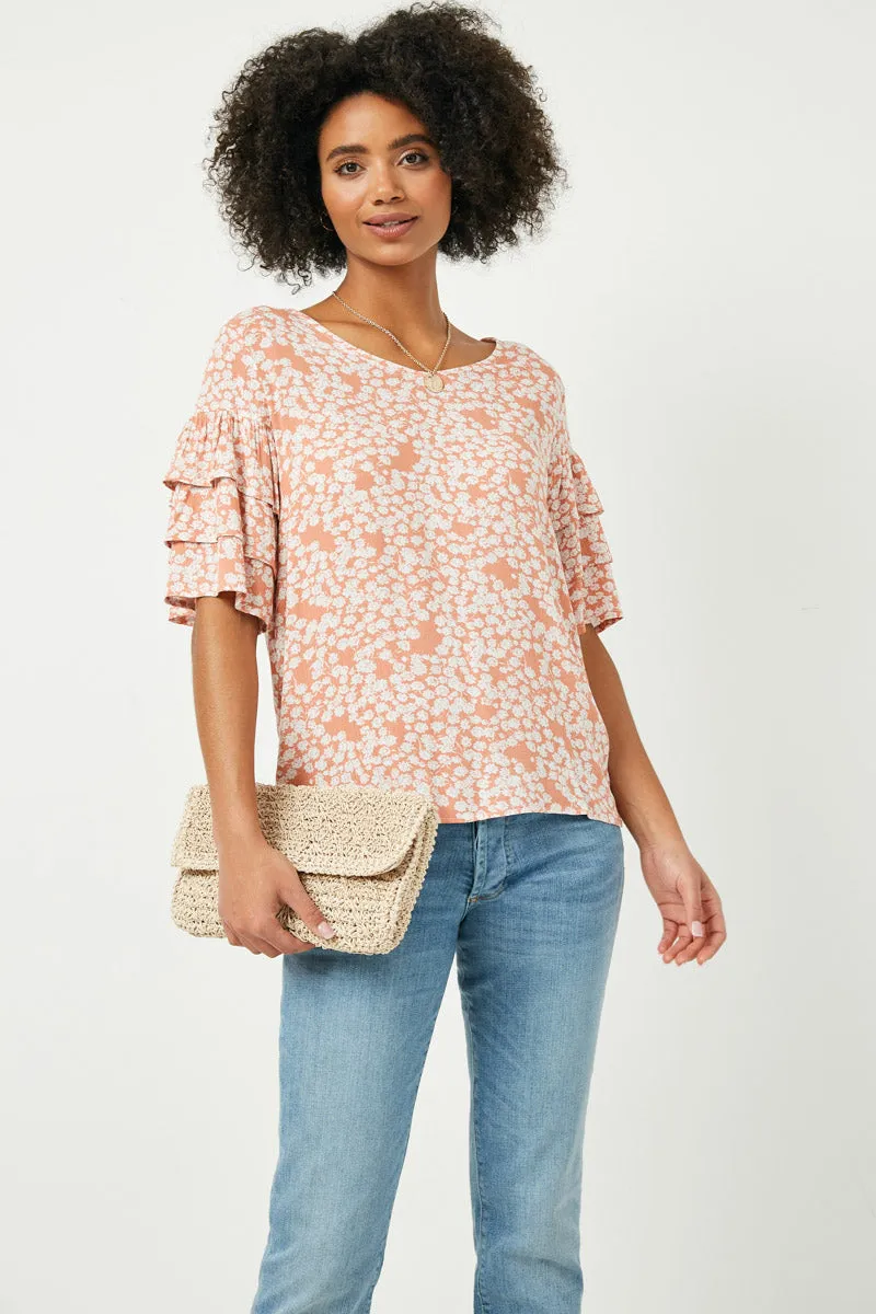 Womens Tiered Sleeve Floral Top sold by Hayden