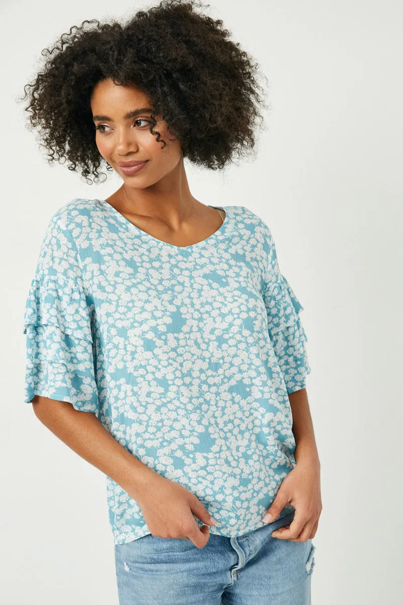 Womens Tiered Sleeve Floral Top sold by Hayden product image thumbnail 5
