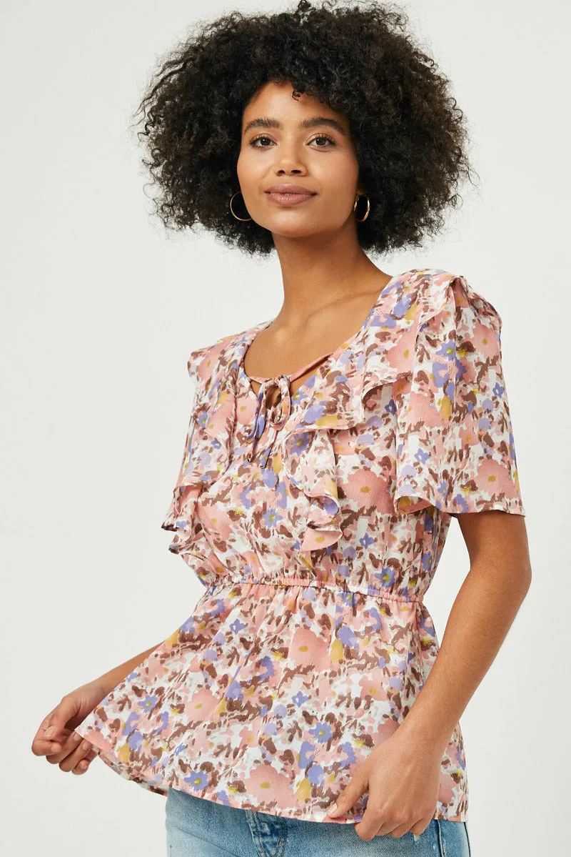 Womens Exaggerated Ruffle Peplum Top sold by Hayden