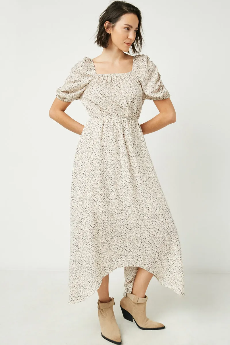 Womens Puff Sleeve Square Neck Hankerchief Hem Dress sold by Hayden product image thumbnail 4