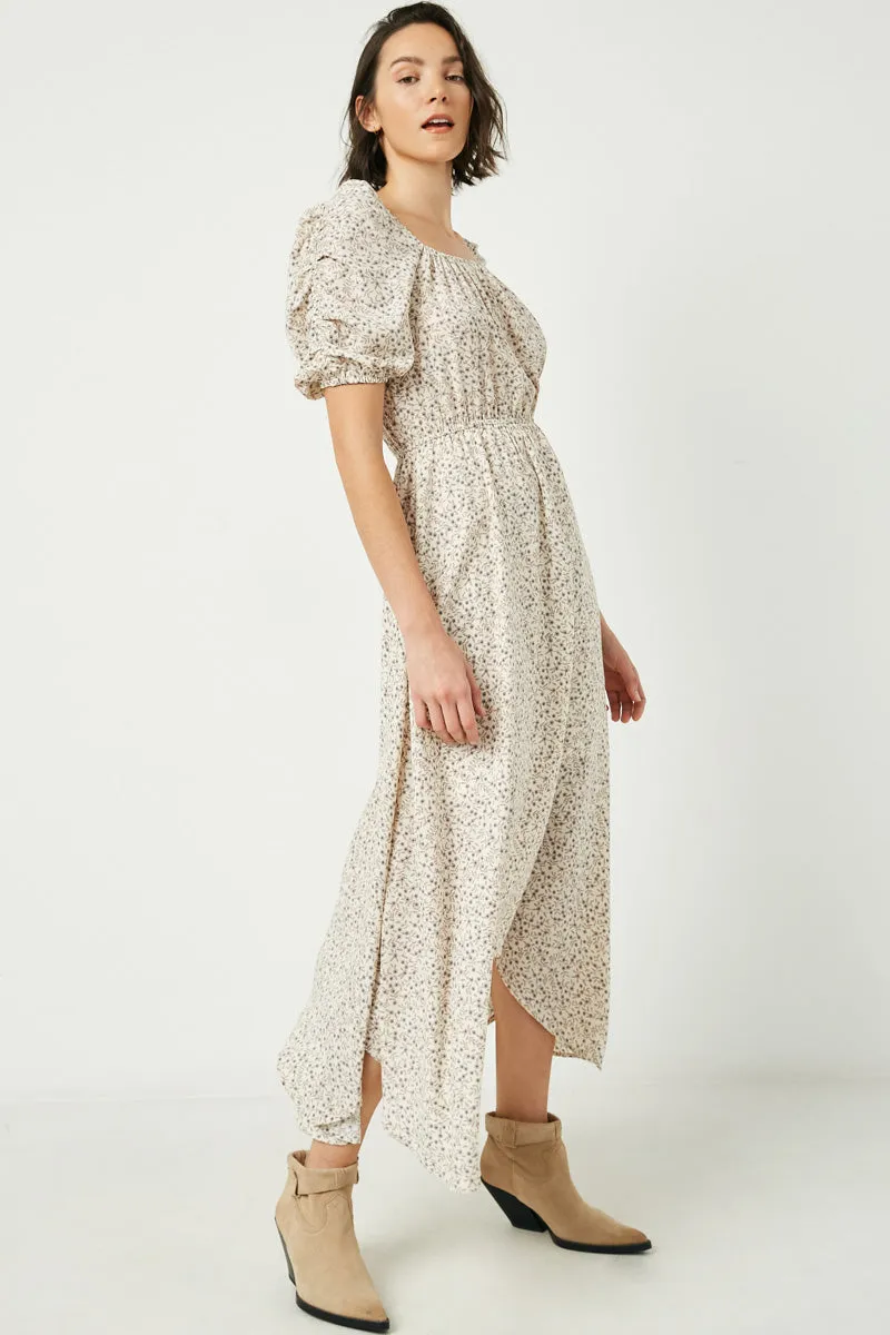 Womens Puff Sleeve Square Neck Hankerchief Hem Dress sold by Hayden