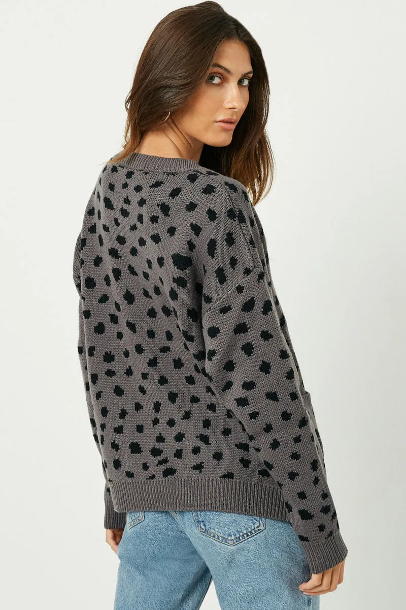 Womens Animal Print Buttoned Sweater Cardigan sold by Hayden product image thumbnail 3