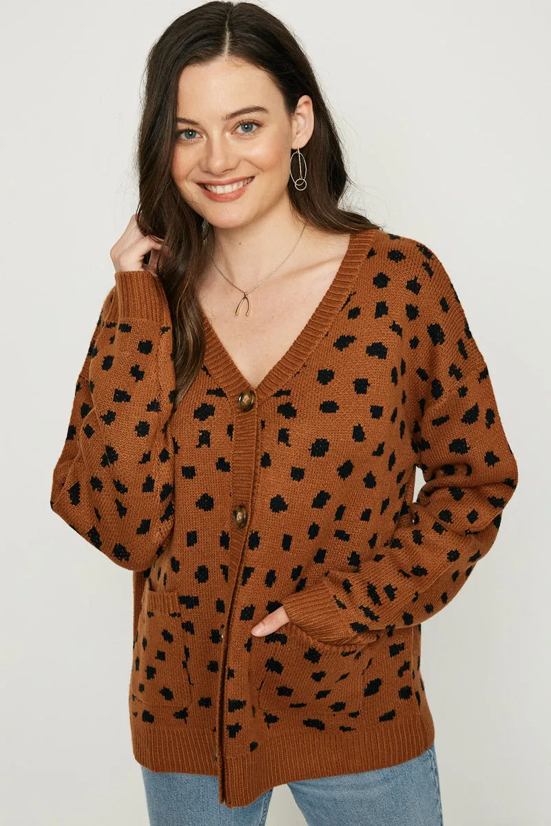 Womens Animal Print Buttoned Sweater Cardigan sold by Hayden product image thumbnail 5