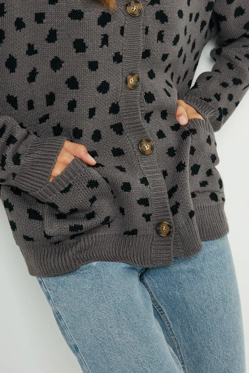 Womens Animal Print Buttoned Sweater Cardigan sold by Hayden product image thumbnail 2
