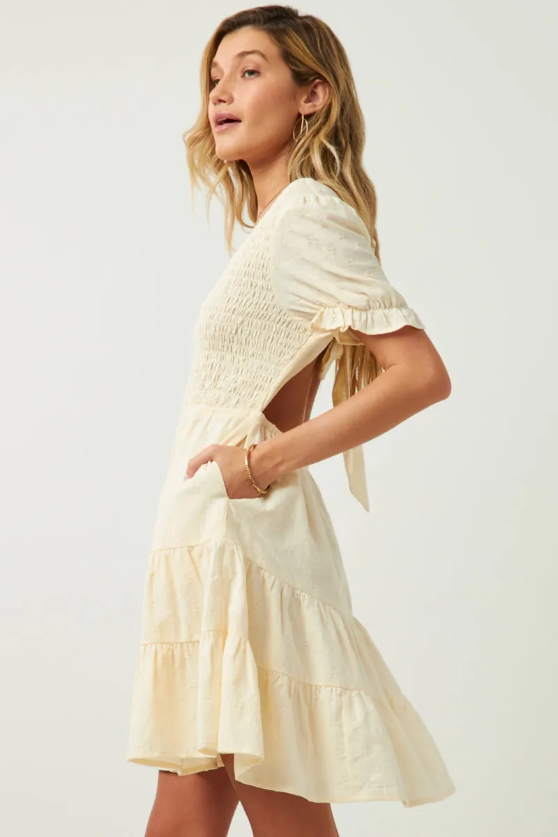 Womens Textured Back Cutout Smocked Square Neck Dress sold by Hayden product image thumbnail 4