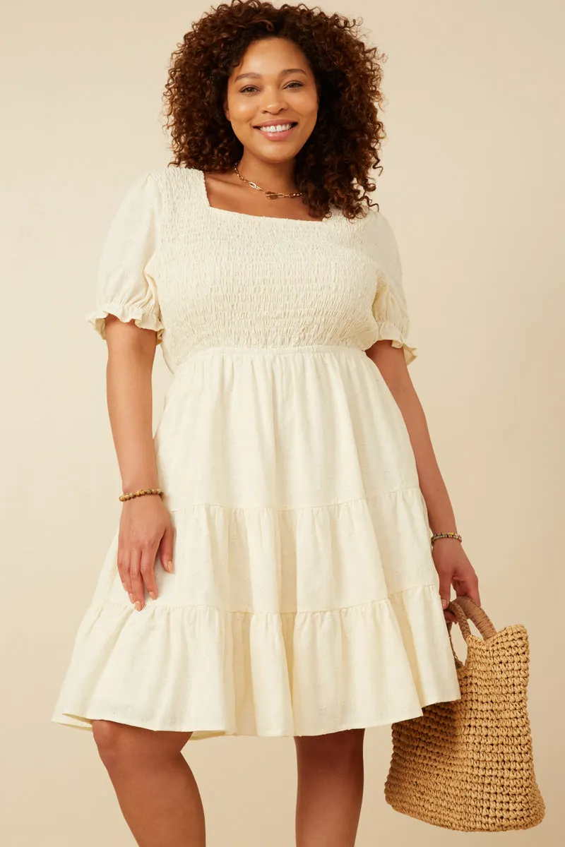 Womens Textured Back Cutout Smocked Square Neck Dress sold by Hayden product image thumbnail 2