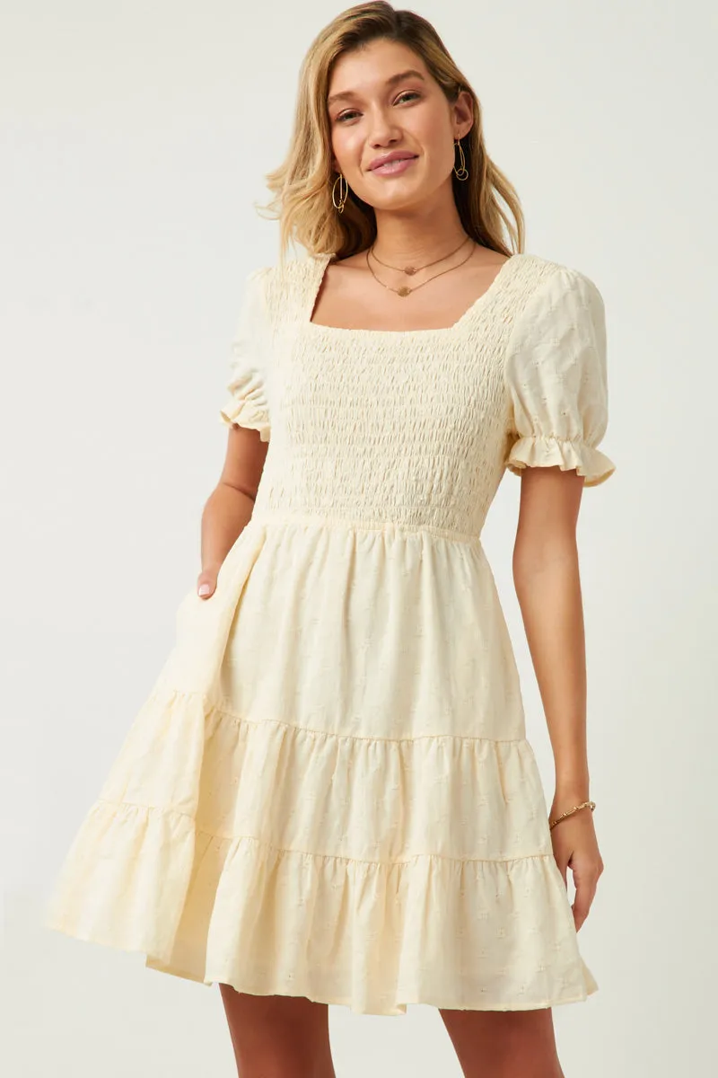 Womens Textured Back Cutout Smocked Square Neck Dress sold by Hayden product image thumbnail 3