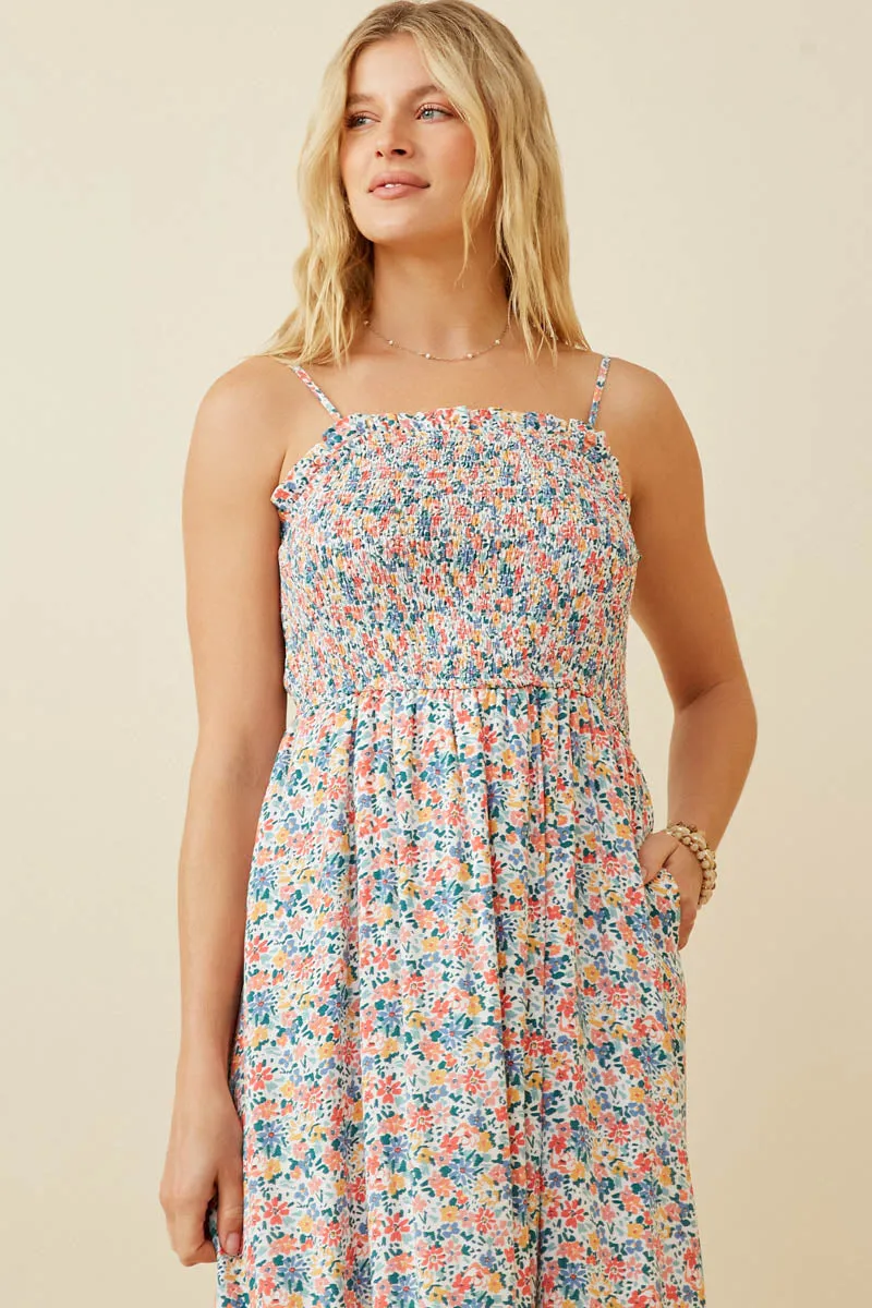 Women Ditsy Floral Smocked Bodice Tank Dress sold by Hayden product image thumbnail 3