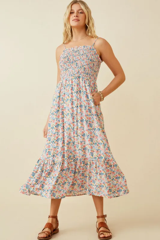 Women Ditsy Floral Smocked Bodice Tank Dress sold by Hayden