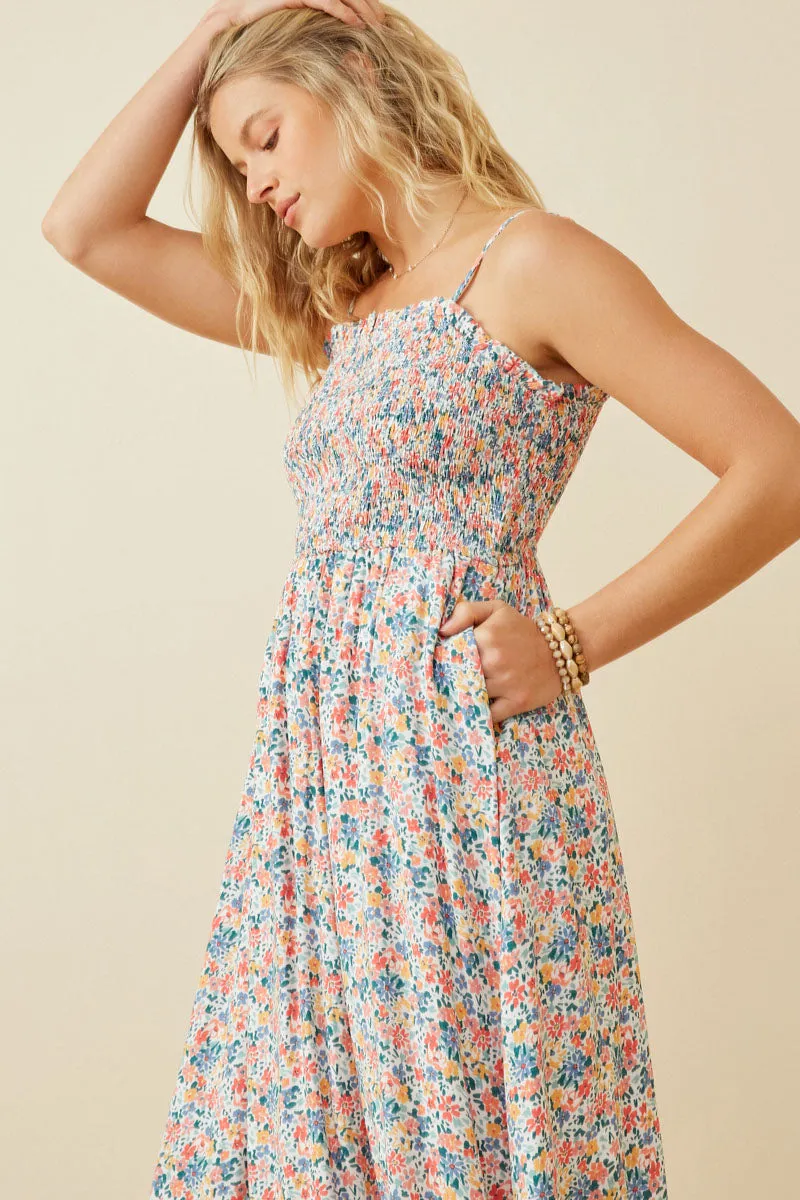 Women Ditsy Floral Smocked Bodice Tank Dress sold by Hayden product image thumbnail 4