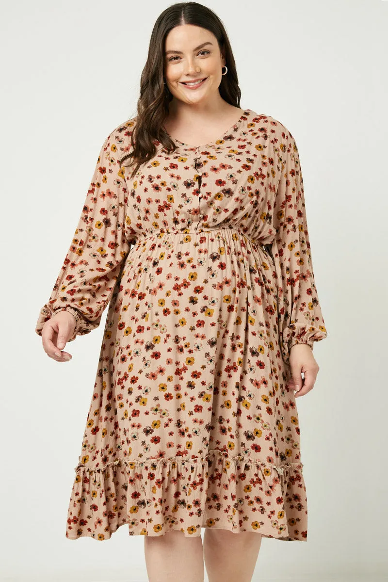 Womens Floral Button Down Long Sleeve Dress sold by Hayden product image thumbnail 2