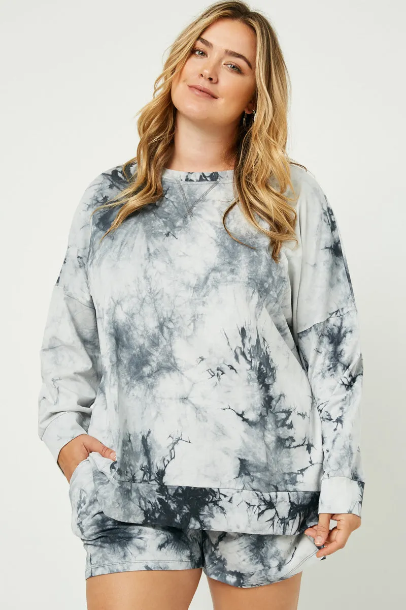 Womens Tie Dye French Terry Knit Sweatshirt sold by Hayden product image thumbnail 2