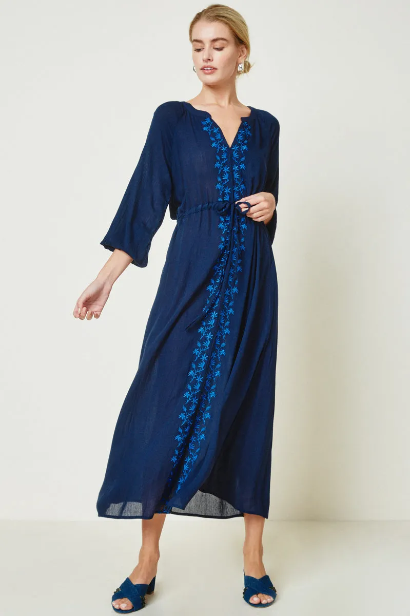 Womens Embroidered Floral Drawstring Maxi Dress sold by Hayden