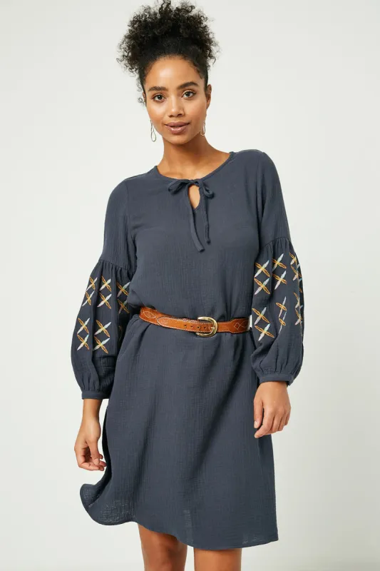 Womens Embroidered Sleeve Shift Dress sold by Hayden