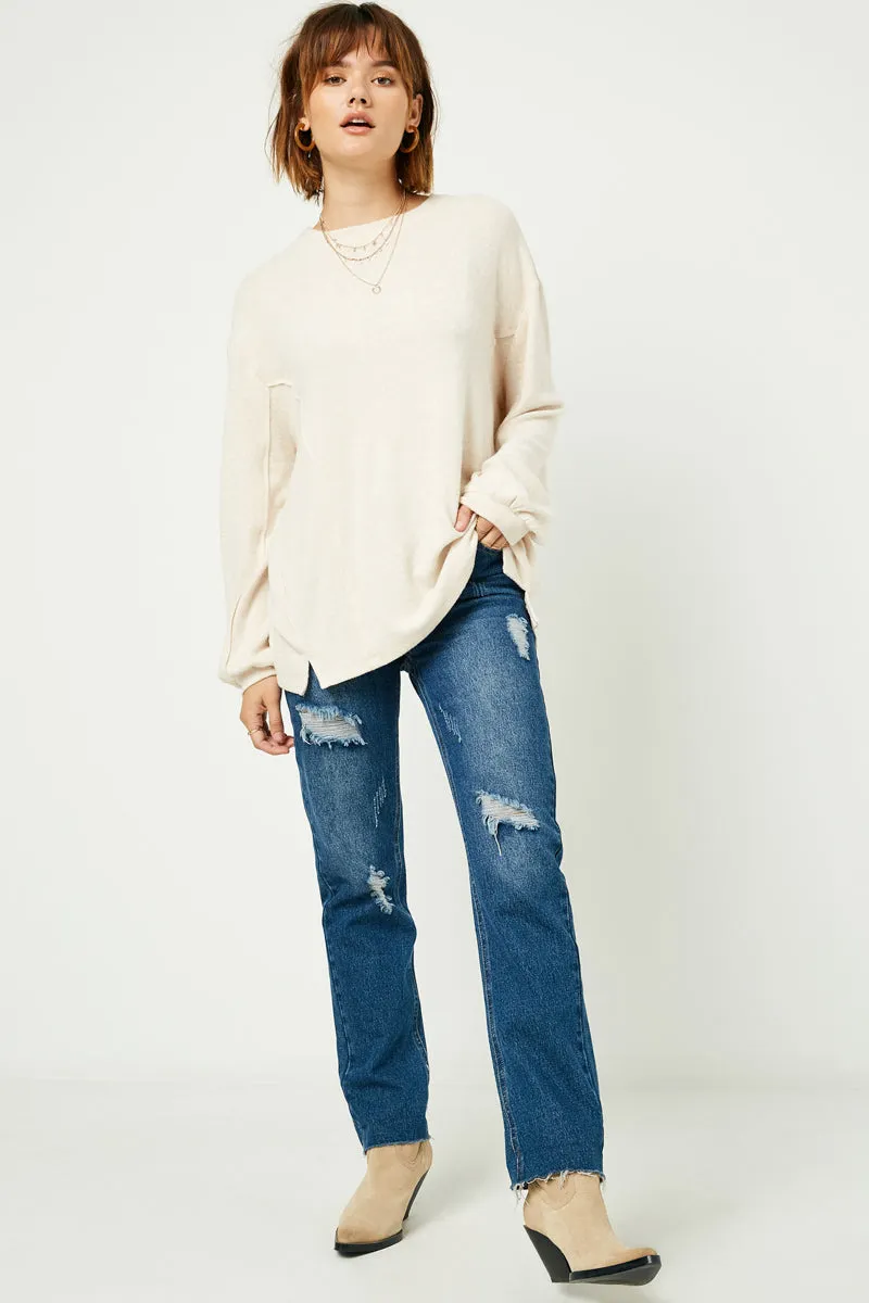 Womens Raw Edge Princess Seam Knit Top sold by Hayden