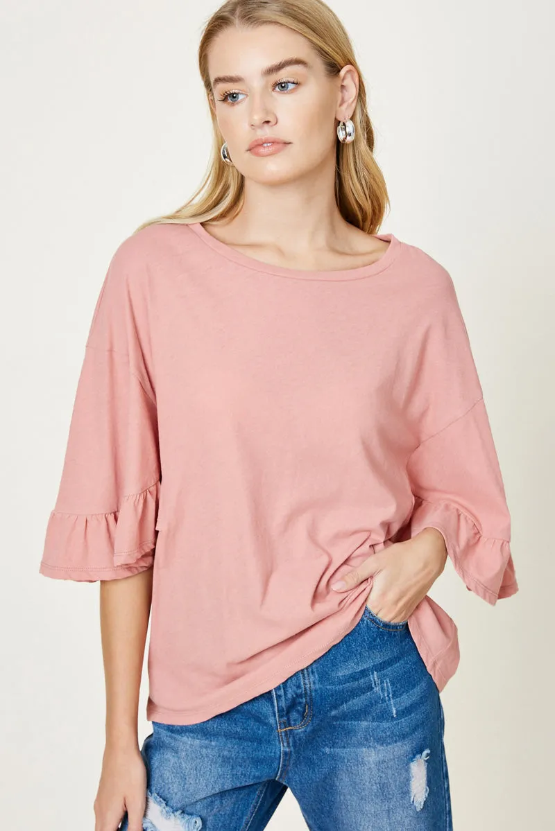 Womens Ruffle Sleeve Tee sold by Hayden product image thumbnail 4