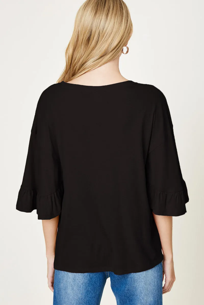Womens Ruffle Sleeve Tee sold by Hayden