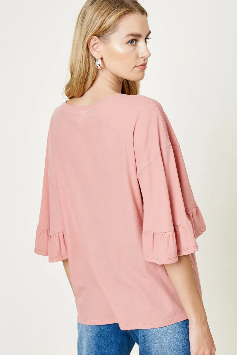 Womens Ruffle Sleeve Tee sold by Hayden product image thumbnail 5