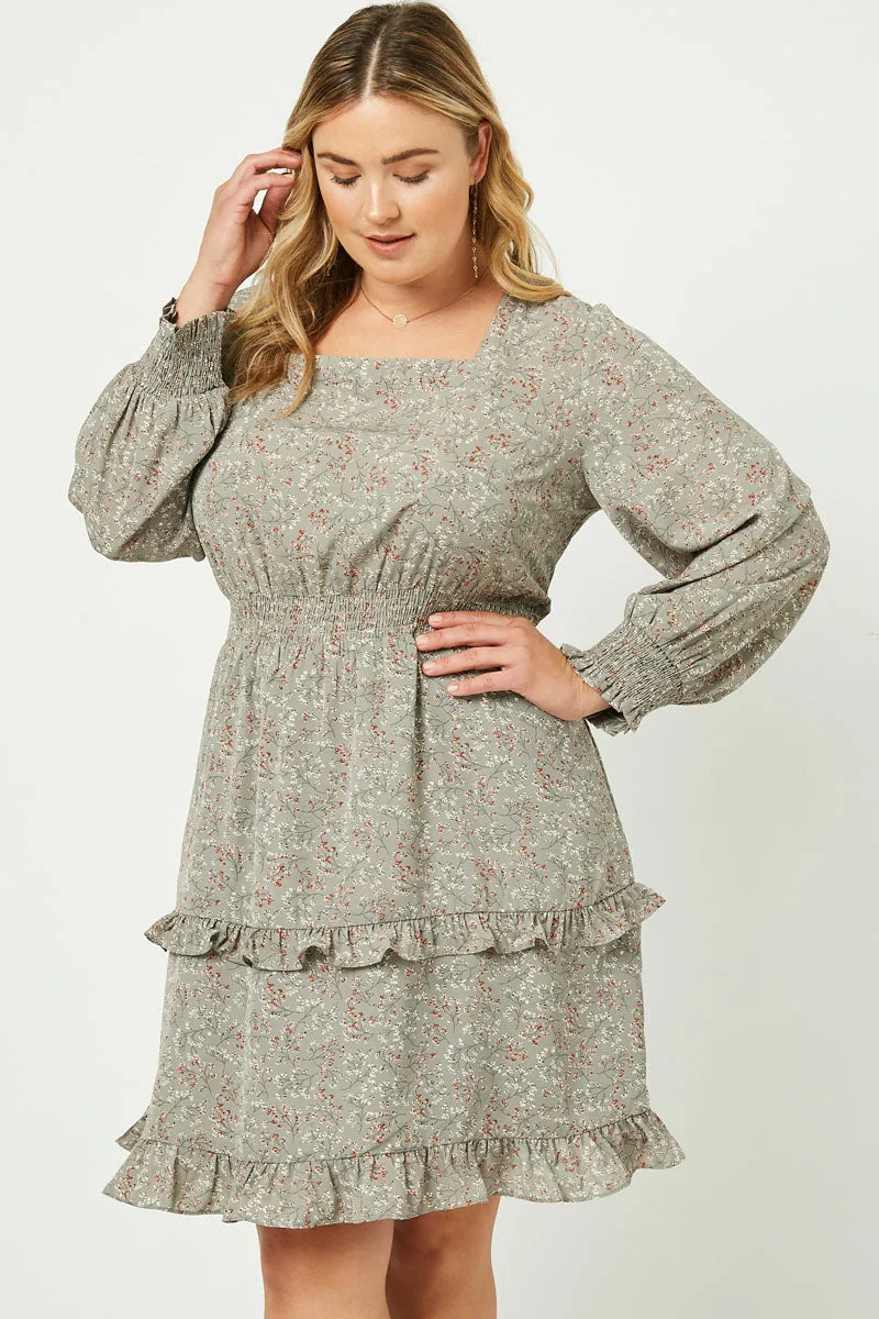 Womens Floral Ditsy Printed Long Sleeve Ruffle Mini Dress sold by Hayden product image thumbnail 5