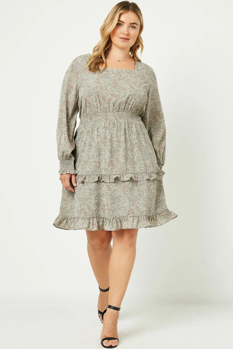 Womens Floral Ditsy Printed Long Sleeve Ruffle Mini Dress sold by Hayden product image thumbnail 2
