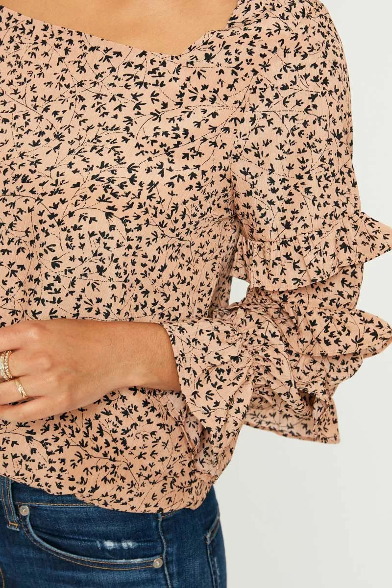 Womens Ruffle Sleeve Square Neck Printed top sold by Hayden product image thumbnail 2