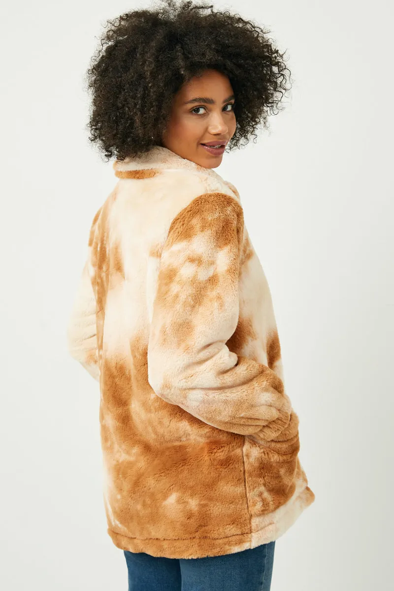 Womens Collared Zip Up Tie Dye Fleece Jacket sold by Hayden product image thumbnail 3