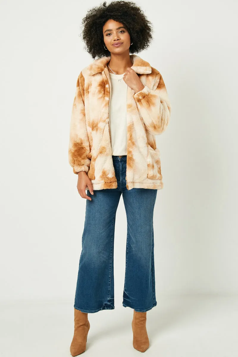 Womens Collared Zip Up Tie Dye Fleece Jacket sold by Hayden product image thumbnail 4