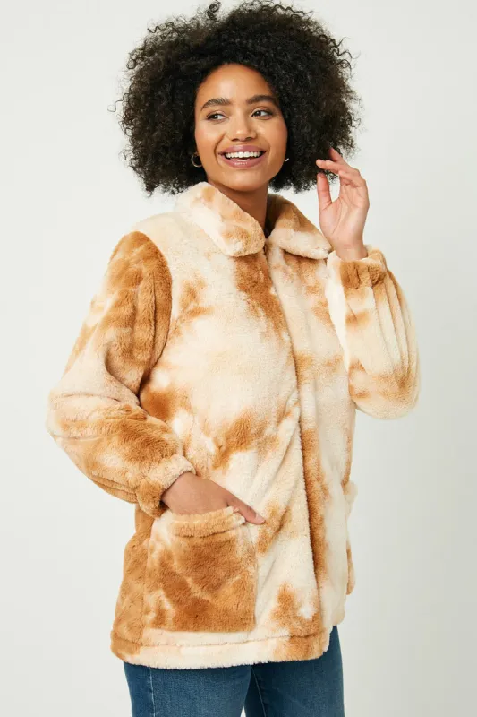 Womens Collared Zip Up Tie Dye Fleece Jacket sold by Hayden