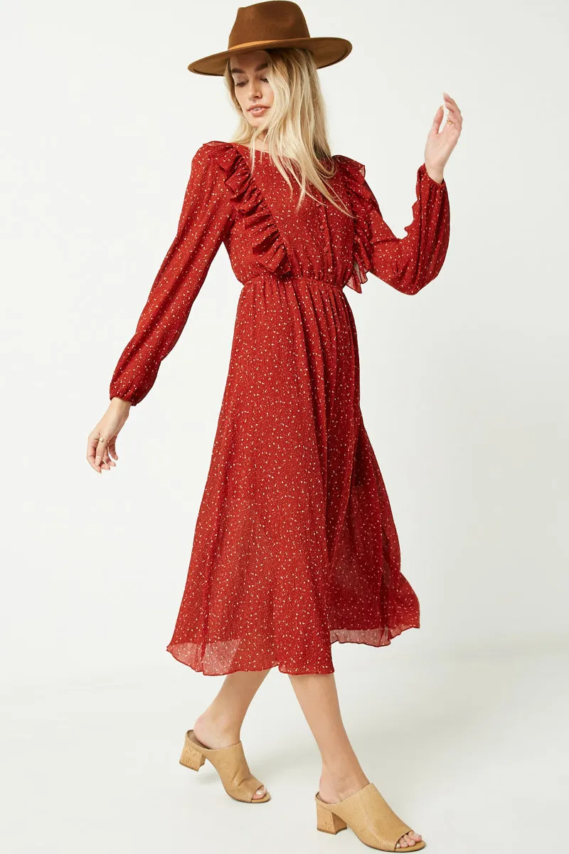 Womens Ruffle Button Down Midi Dress sold by Hayden product image thumbnail 4