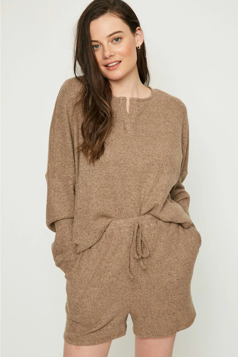 Womens V-Cut Ribbed Knit Top sold by Hayden