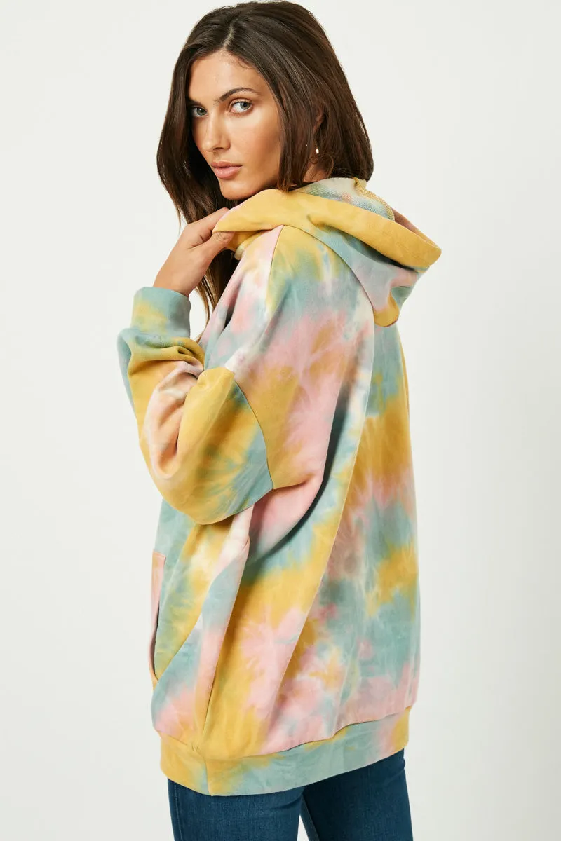 Womens Tie Dye Drop Shoulder Hoodie sold by Hayden product image thumbnail 4