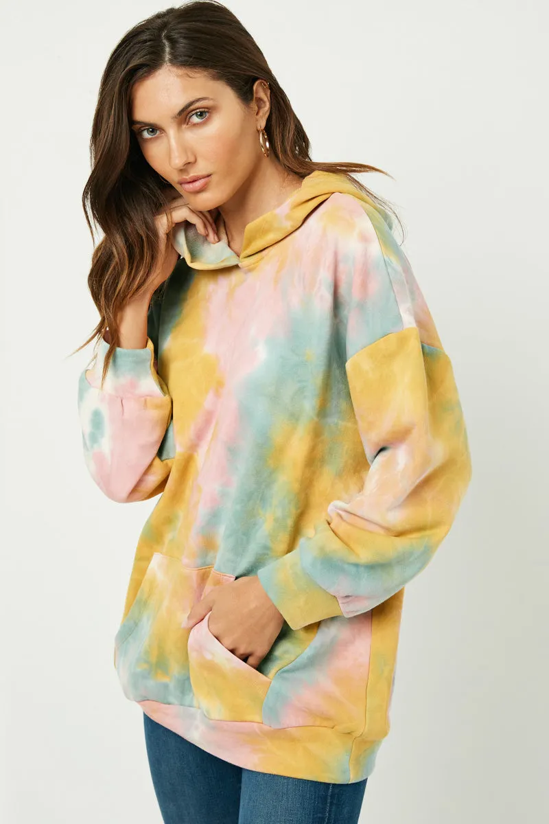 Womens Tie Dye Drop Shoulder Hoodie sold by Hayden