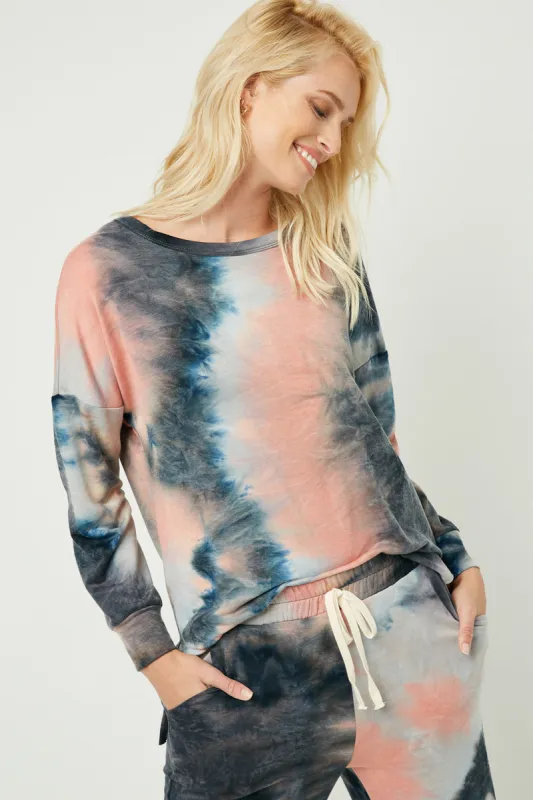 Womens Tie Die Drop Shoulder Sweatshirt sold by Hayden
