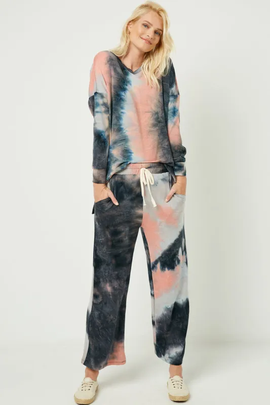 Womens Tie Die Wide Leg Knit Pants sold by Hayden