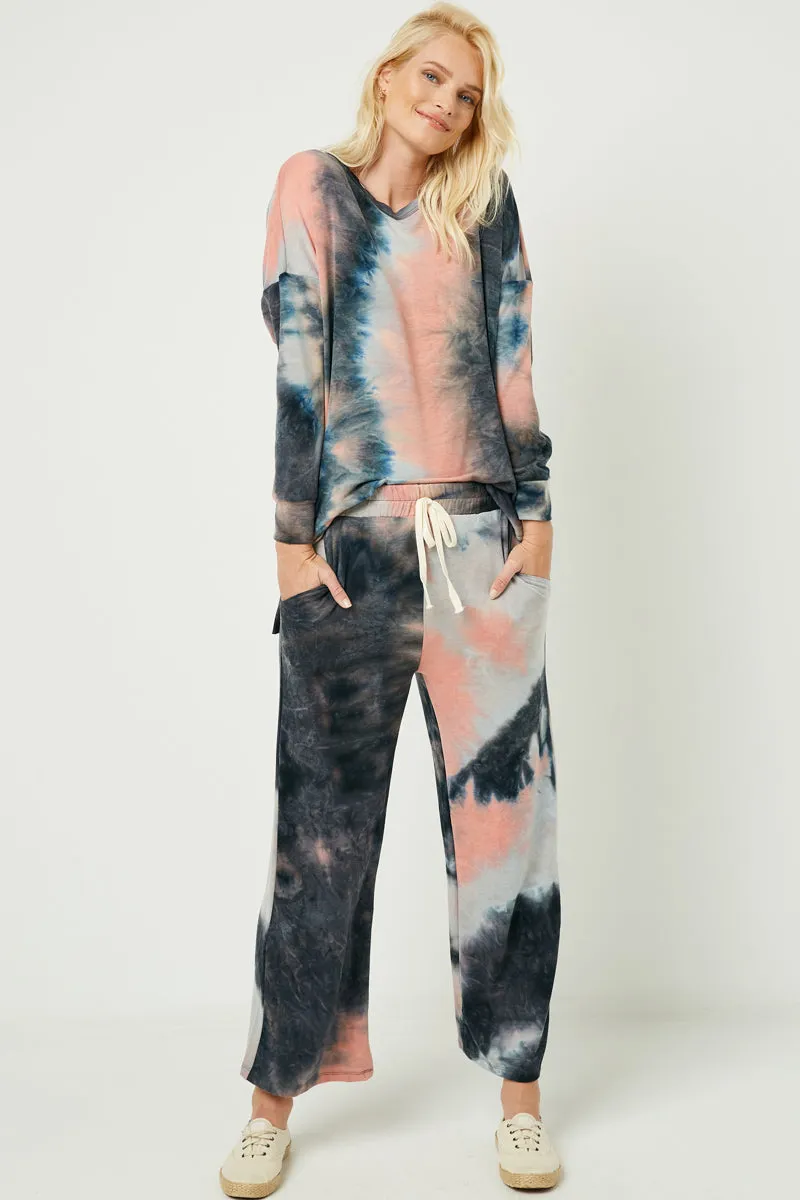Womens Tie Die Wide Leg Knit Pants sold by Hayden