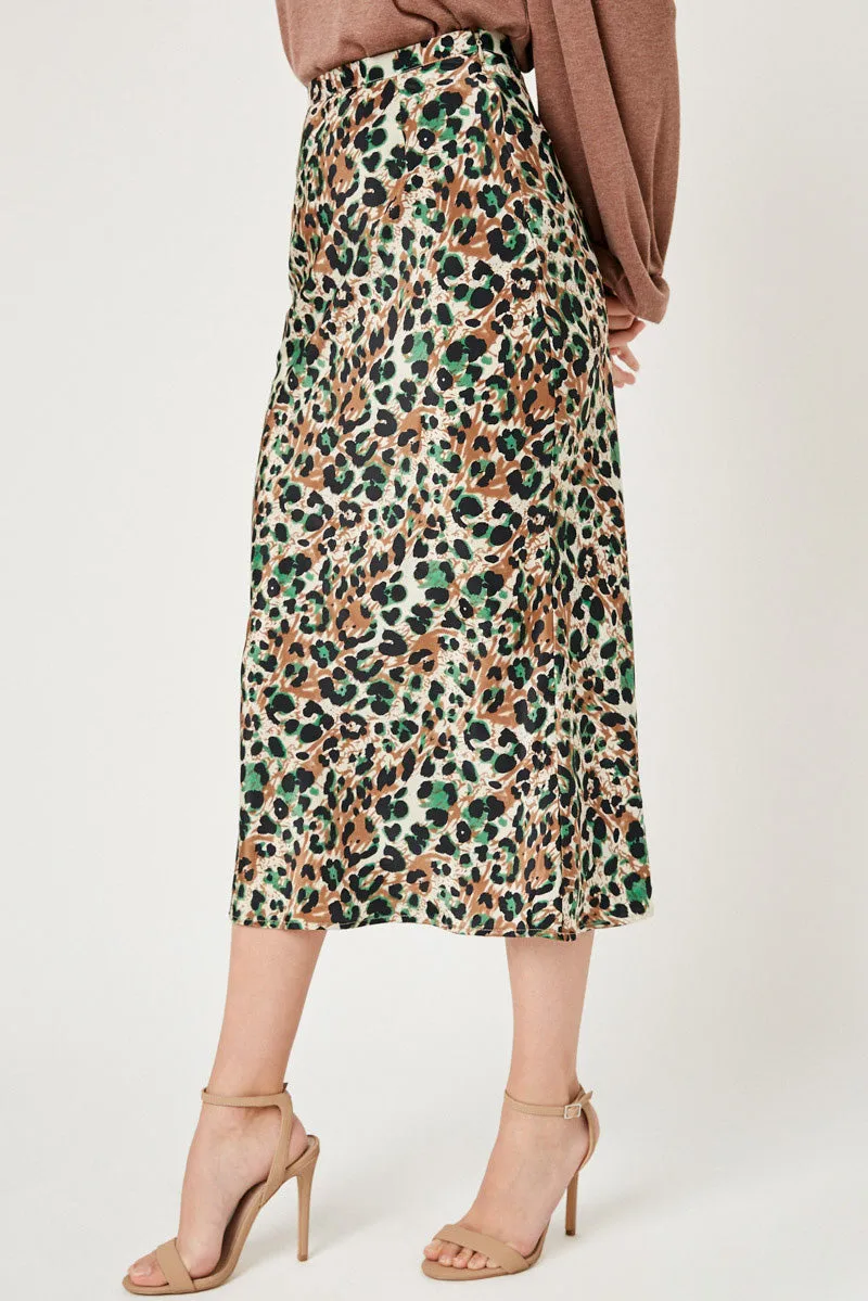 Womens Leopard Midi Slip Zip Up Skirt sold by Hayden product image thumbnail 3