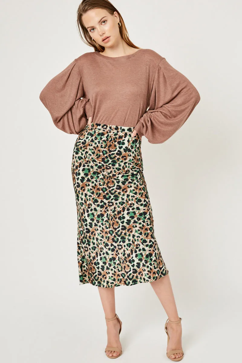 Womens Leopard Midi Slip Zip Up Skirt sold by Hayden product image thumbnail 4