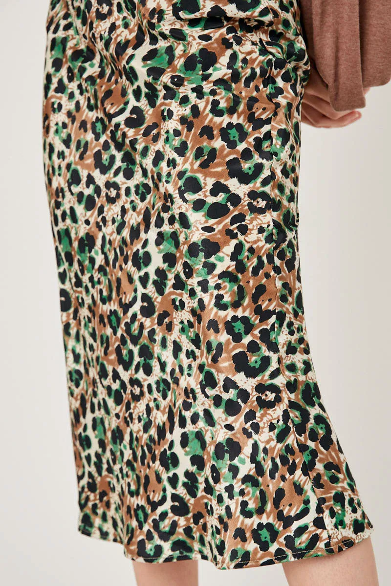 Womens Leopard Midi Slip Zip Up Skirt sold by Hayden product image thumbnail 5